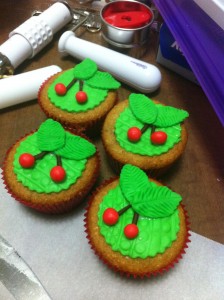 Fresh Cherry Cupcakes with Fondant Icing