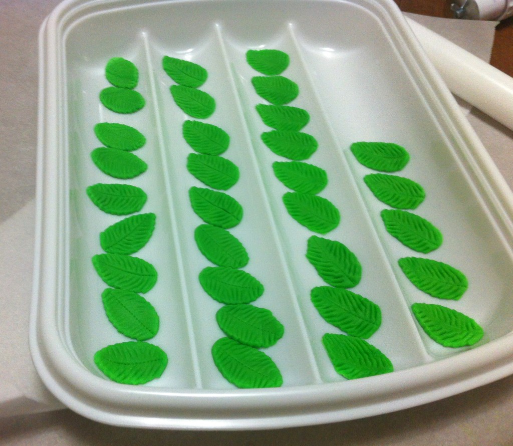 fondant leaves drying