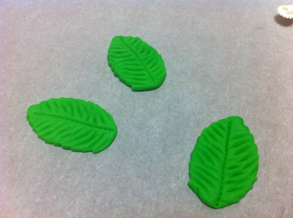 fondant leaves with texture