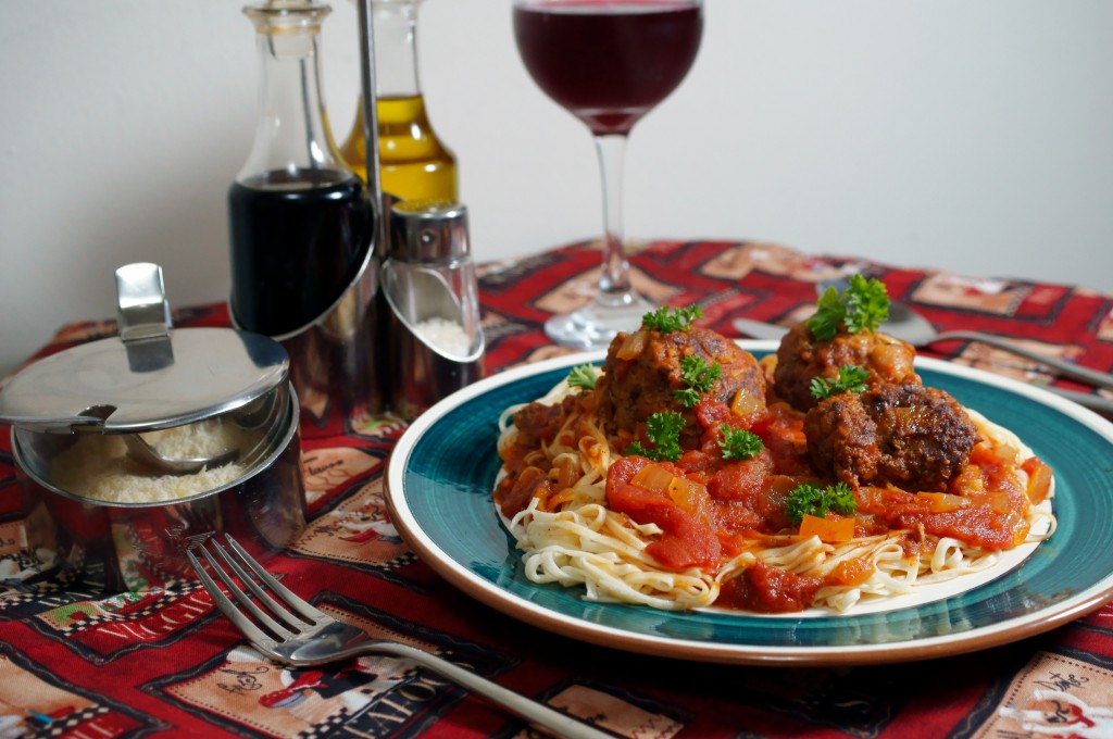 Spaghetti and Meatballs with Parmesan Cheese Container