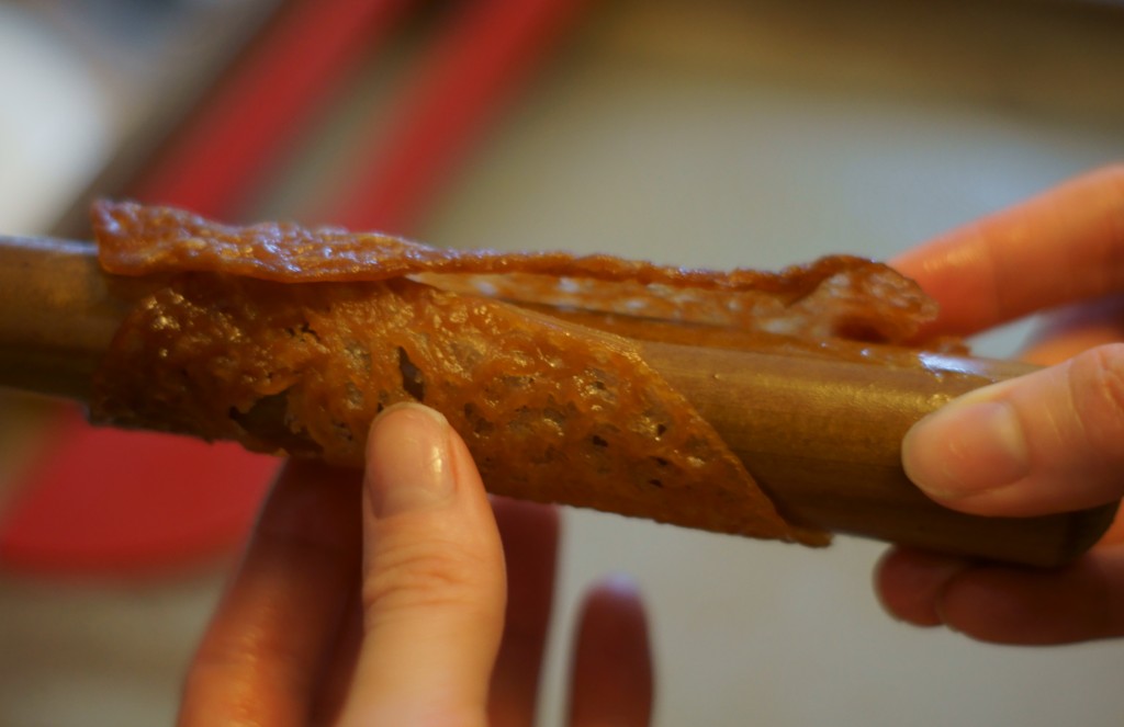 Forming the brandy snaps