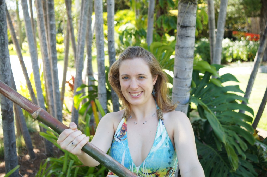 girl with bamboo staff