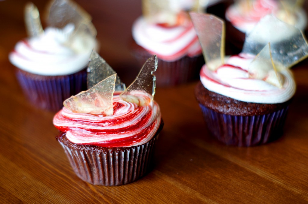 Chocolate Raspberry Glass Cupcakes with Buttercream Icing