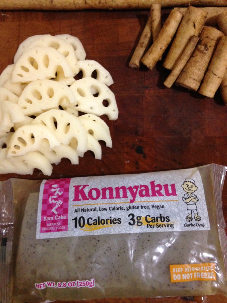 Burdock Root, Devil’s Tongue Jelly, and Lotus Root