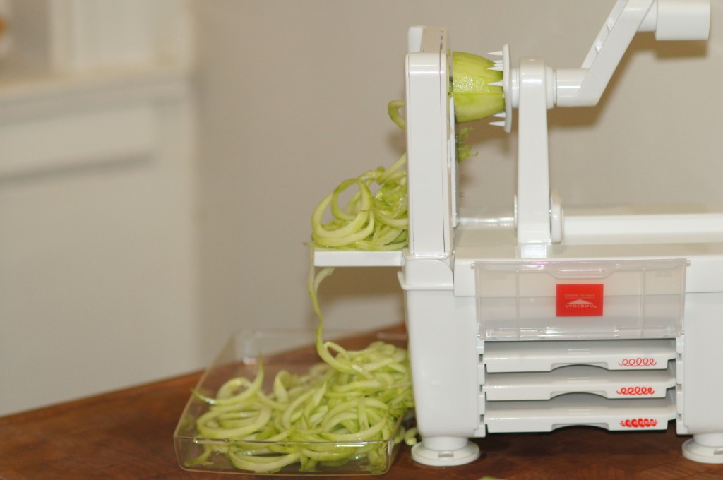 Cutting a Cucumber with a Paderno Spiralizer