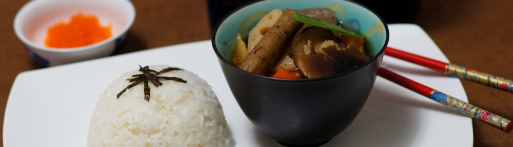 Japanese Sweet-Simmered Vegetables with Steamed Rice