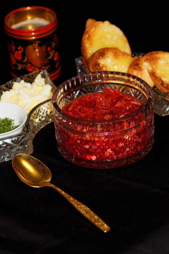 Russian Borscht Soup with Toppings