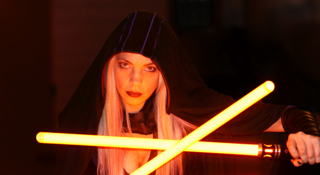 Female Jedi Cosplayer at Dragon Con 2015 with Lightsabers