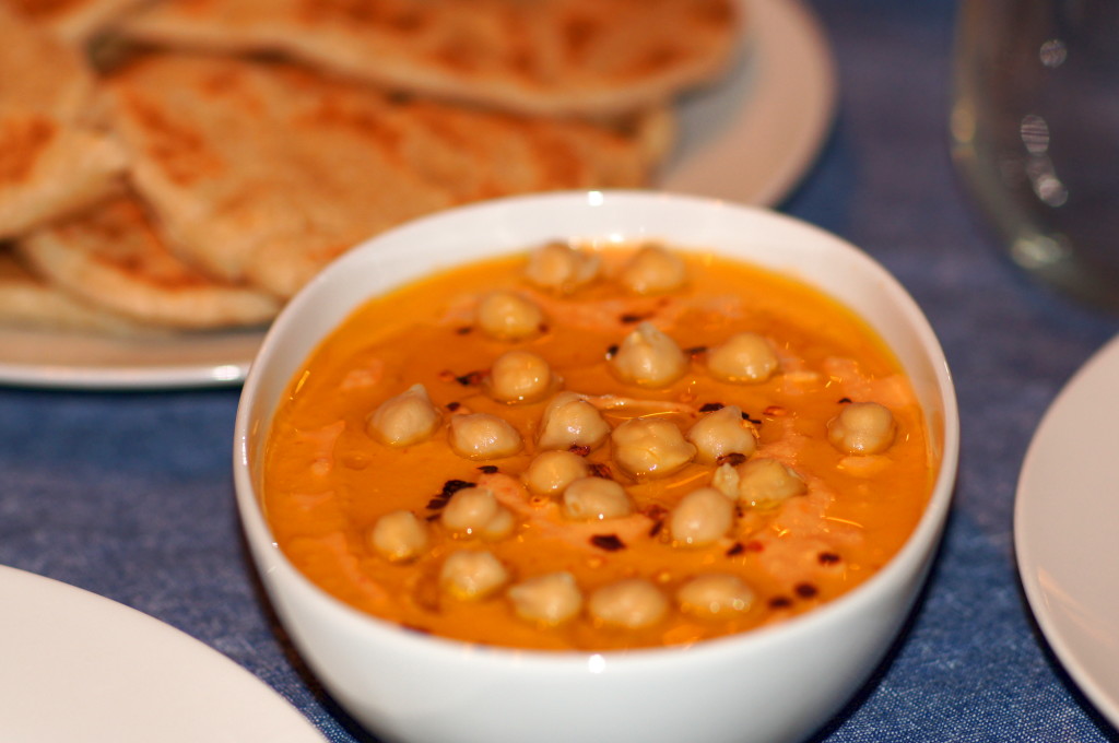 Spicy Harissa Hummus Drizzled with Olive Oil