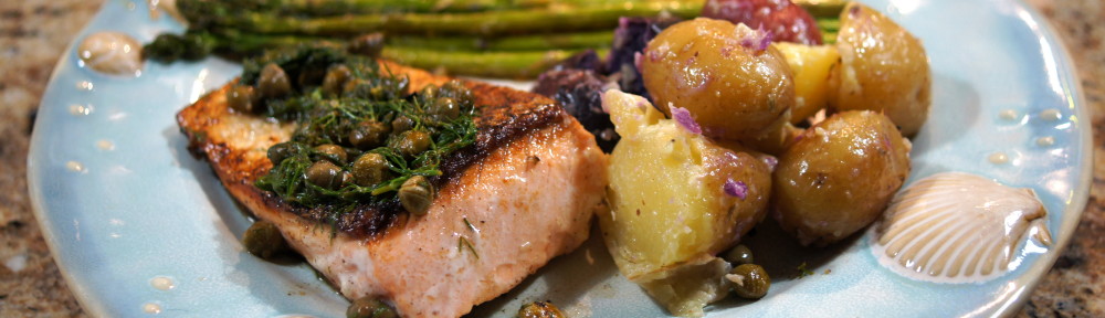 Salmon with Lemon-Dill Butter Sauce and Capers