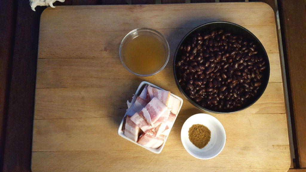 Ingredients for the Cumin Black Beans with Bacon