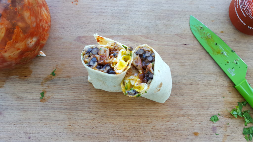Korean-Mexican Burrito with Fried Egg