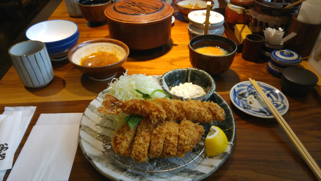 Tonkatsu Pork Filet and Prawn at Katsukura Shinjuku