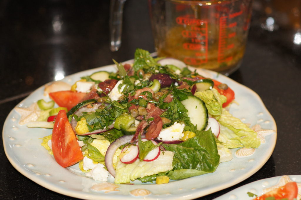 Greek Salad with Oil and Vinegar Dressing