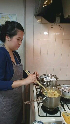 Tempering Miso Paste Using Ladle and Chopsticks