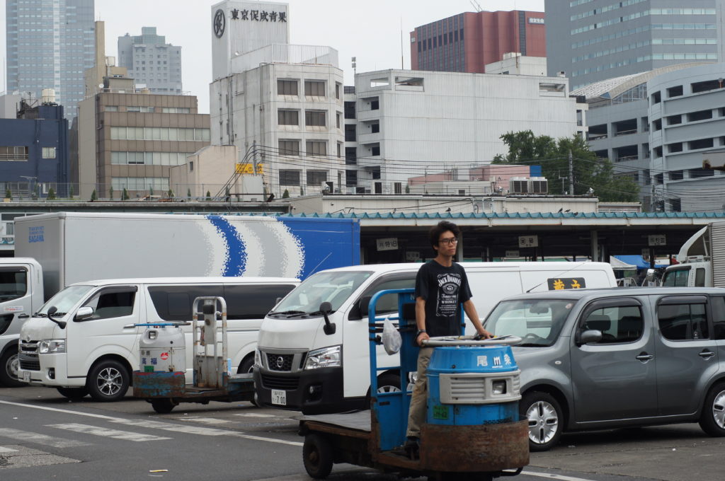 Worker on Small Truck in Tsukiji Market