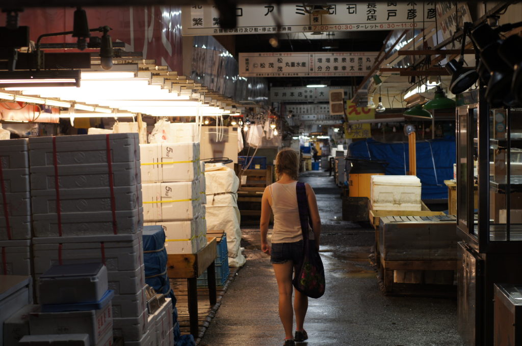 Me Walking in the Tsukiji Inner Market Near Closing
