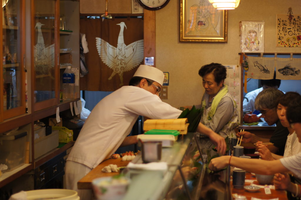 Interior of Iwasa Shushi in Tsukiji Market