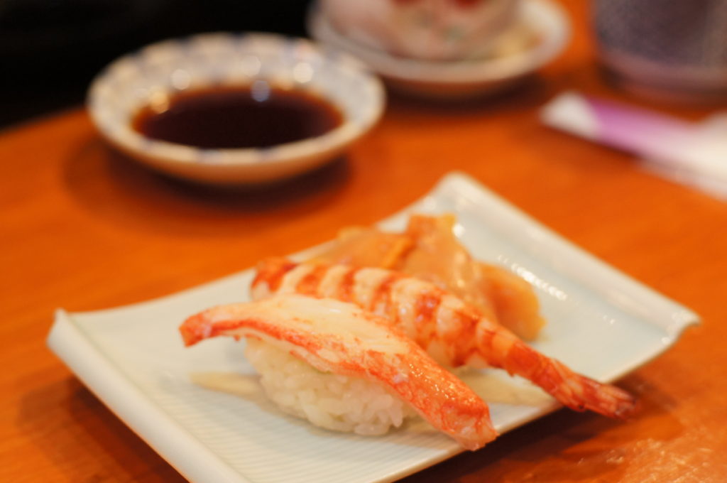 Crab (Kani) and Shrimp (Ebi) Nigiri at Iwasa Sushi