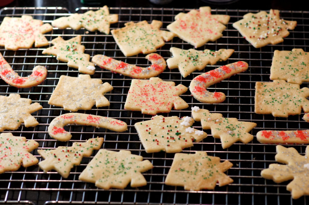 Baked Sand Tart Cookies Cooling on Rack