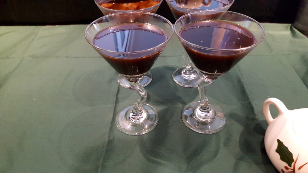 Coffee Gelatin Mixture Poured Into Martini Glasses