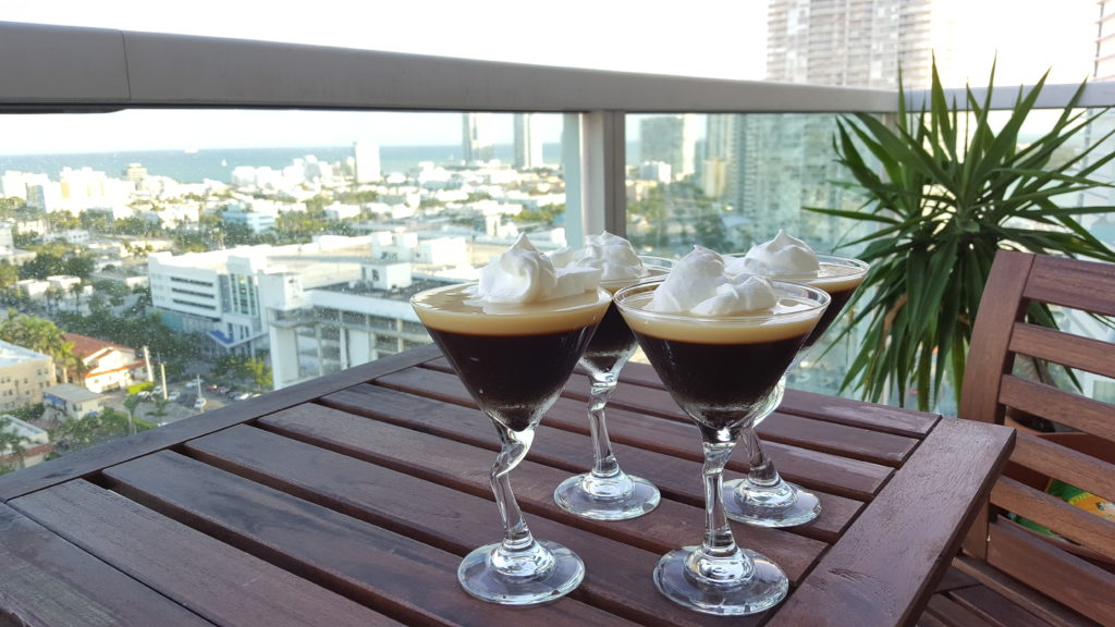 Coffee Jelly Topped with Sweetened Condensed Milk and Whipped Cream