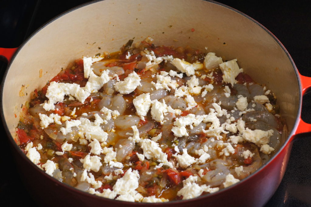 Baked Prawns in Tomato Sauce with Feta Ready for Baking 