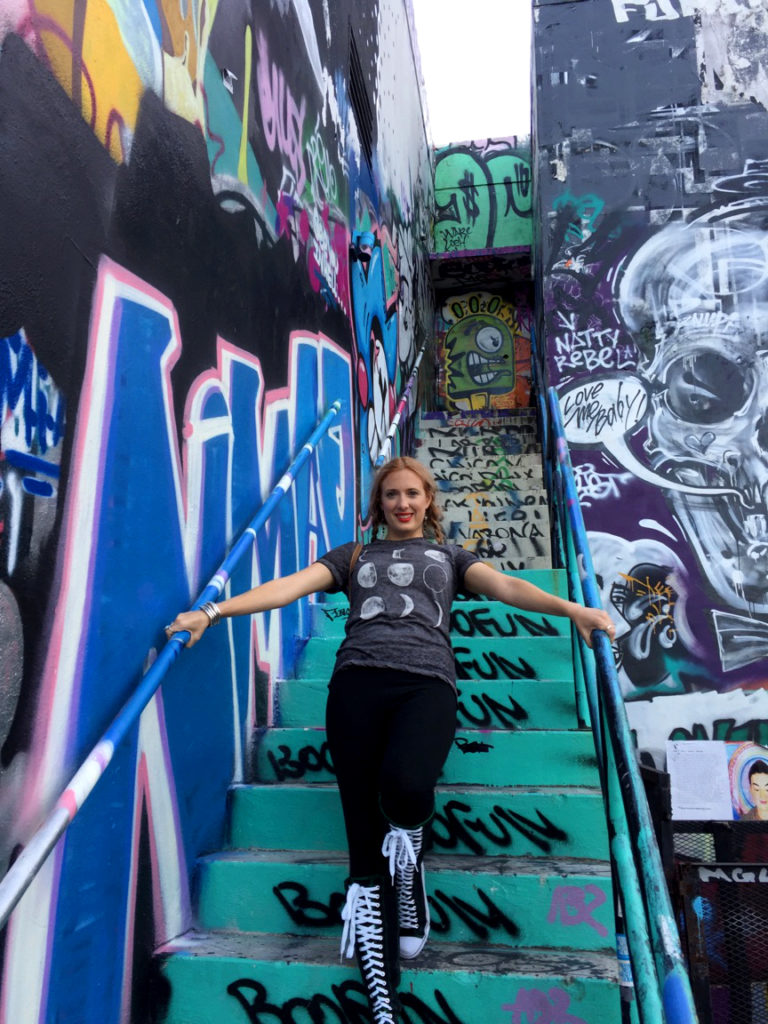 Me on Graffiti Staircase Surrounded by Art in Wynwood