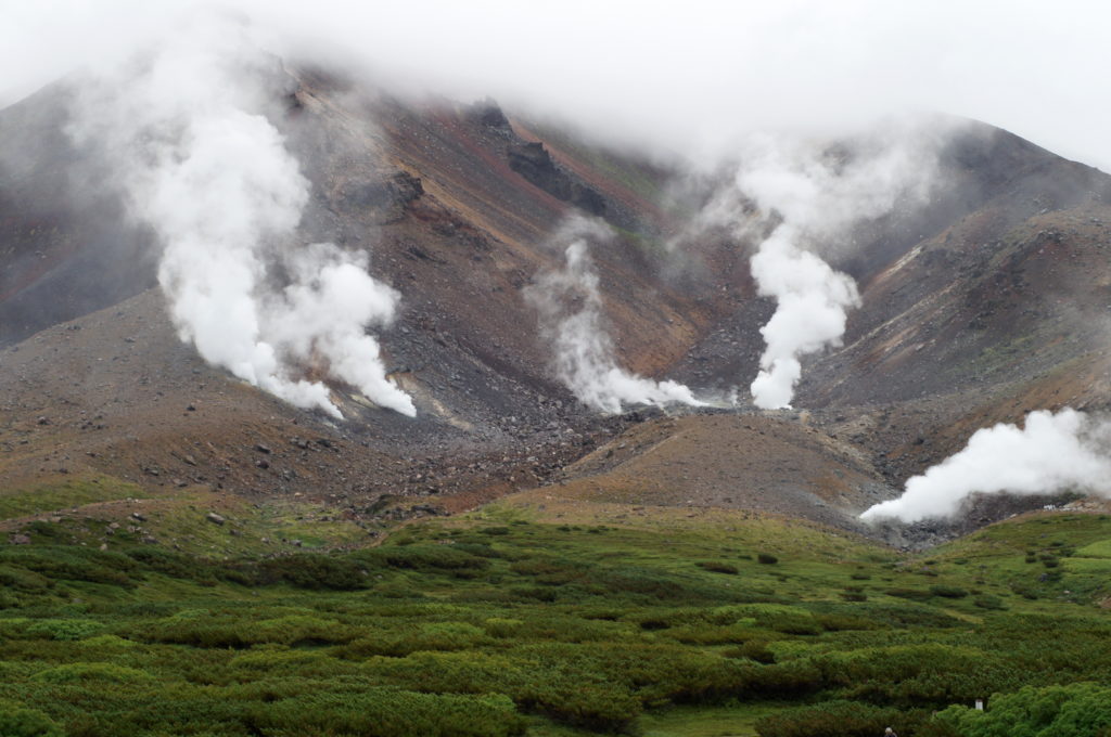 Mount Asahidake with Steaming Fumaroles 