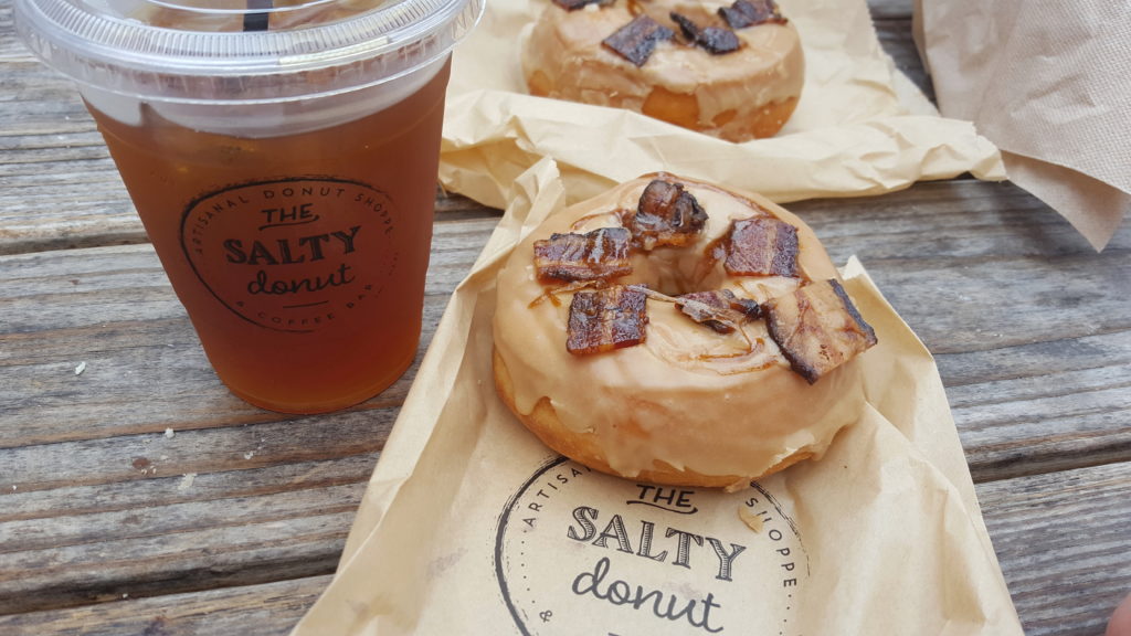 The Salty Donut Classic Maple Bacon Donut and Cold Brew Palmer