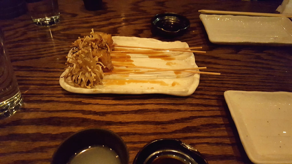 Bacon-Wrapped Enoki Mushrooms with Ponzu Glaze at Raku Las Vegas Restaurant