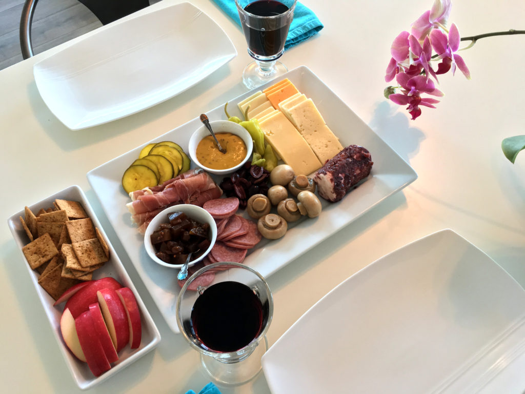 Charcuterie and Cheese Board with Pickled Vegetables and Apple Chutney