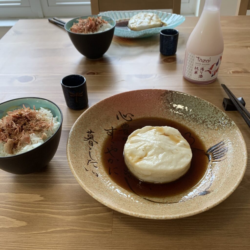 Jimami Tofu with Cat Rice and Sake