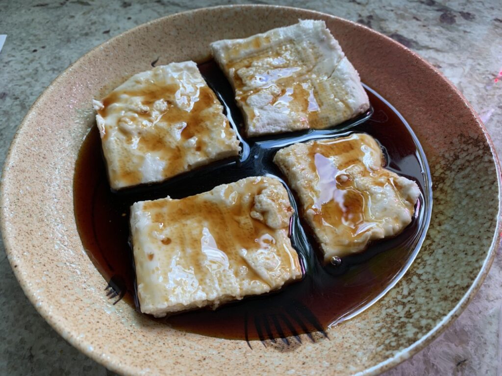 Jimami tofu (peanut tofu) with Sweetened Soy Sauce