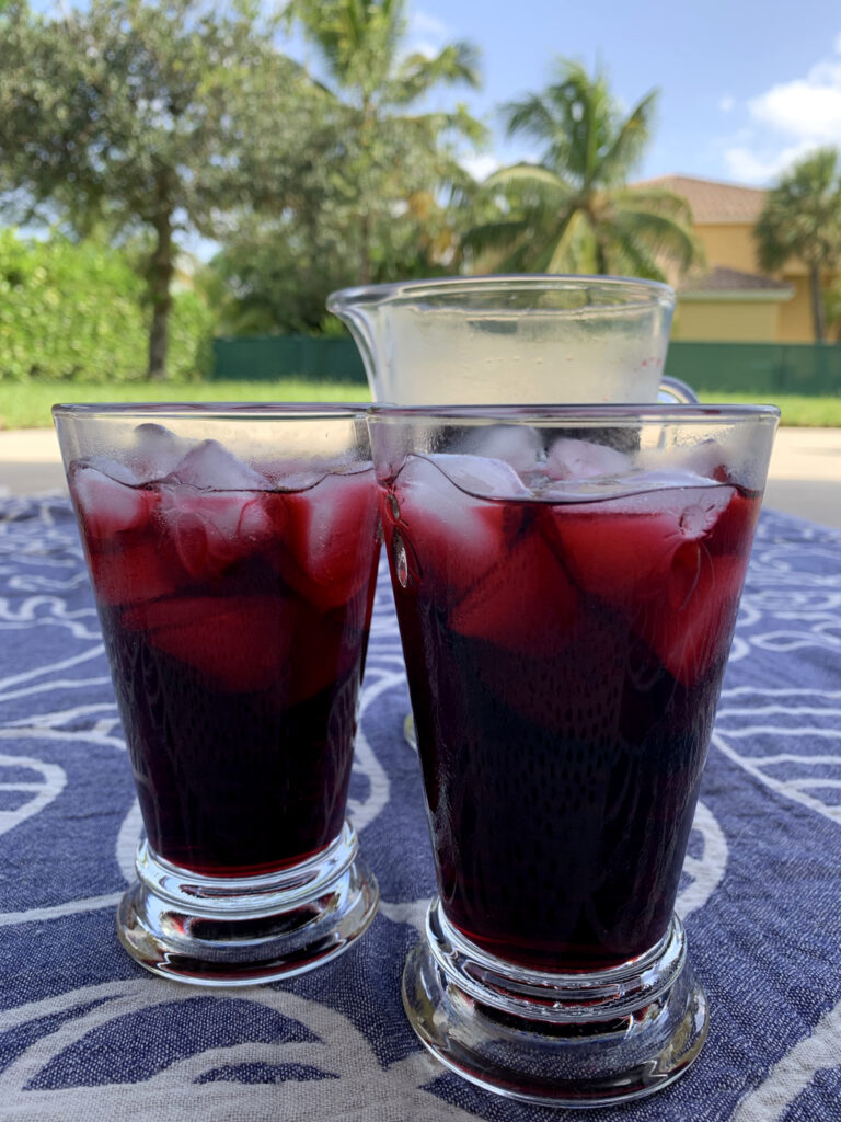 Two Glasses of Hibiscus Tea Over Ice